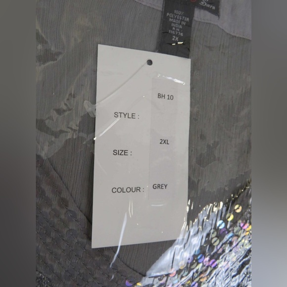 Ash & Sara Women’s embellished sheer Grey boho blouse top w/ties Sizes SM-3X NWT - Picture 9 of 10